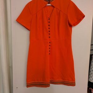 Chic Orange Button-Front Mini Dress